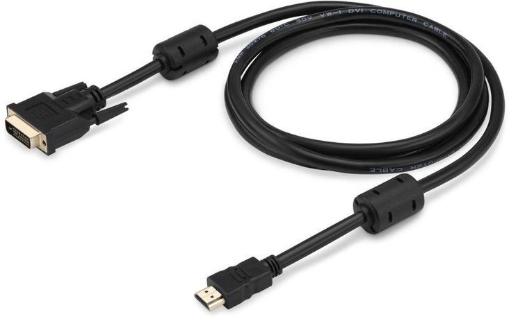 Кабель HDMI-19M-DVI-D-1.8M HDMI (m) DVI-D 1.8м феррит.кольца черн. BURO 817223