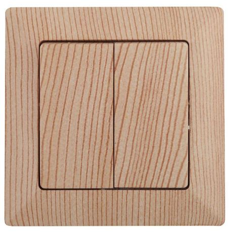 Выключатель двойной, 10А-250В, СУ, Solo, сосна,4-104-11 - Б0043290 ЭРА