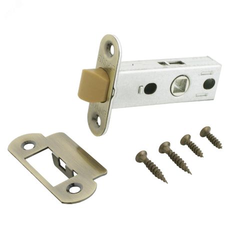 Защелка врезная универсальная без ручек для деревянных межкомнатных дверей, АЛЛЮР АРТ L45-8-PR18 AB старая бронза - 11571 ПТК