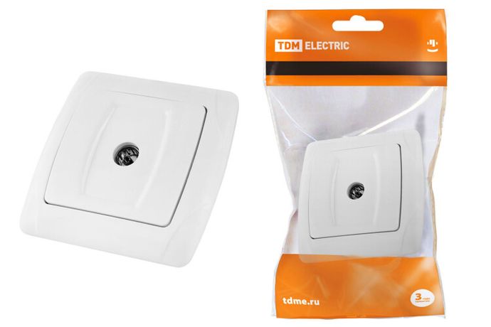 Розетка телевизионная простая (0-2400МГц, "мама") белая "Онега" | SQ1805-0023 TDM