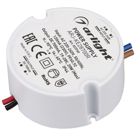 Блок питания ARJ-KE28700R (20W, 700mA, PFC) (ARL, IP44 Пластик, 5 лет) - 023760 Arlight