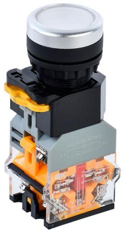 Кнопка D8-11D d=22мм 1з+1р с подсветкой белая | BBT30-11D-3-12-K01 IEK