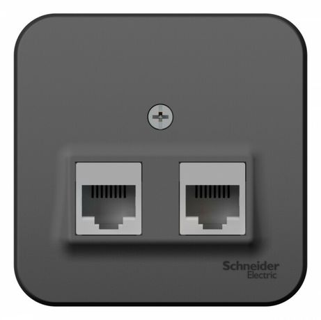 Розетка компьютерная 2-м ОП Blanca RJ45 кат.5E с изолир. пластиной антрацит SE BLNIA045456 APC