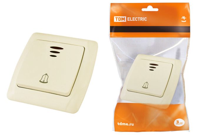 Кнопка звонковая с подсветкой 6А сл. кость "Онега" | SQ1805-0037 TDM