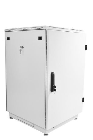 Шкаф коммутационный напольный ШТК-М-18.6.6-3ААА 18U 600х600мм передн. двер. метал. задн. стальн. лист 2 боков. панел. направл. под закл. гайки 270кг 455мм 48.6кг 180град. 960мм сер. ЦМО 1132104