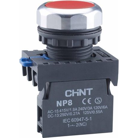 Кнопка управления NP8-10BN без подсветки красная 1НО IP65 (R) | 667233 CHINT