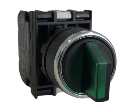 Переключатель с подсветкой светодиод 2-0-1 фиксацией (2НО) 12-30В перем. и пост. тока зел. EMAS B191SL30Y