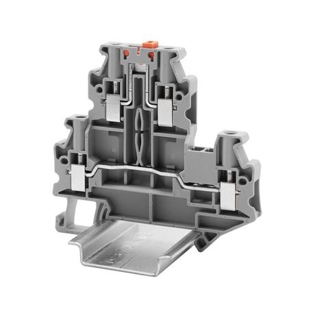 Клемма двухуровневая верхний уровень с размыкателем нижний-проходной винтовой зажим 4 точки подключения 4кв.мм сер. DKC TTURB-4-MT ДКС
