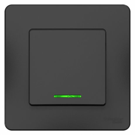 Переключатель одноклавишный BLANCA скрытой установки (cх.6) с подстветкой, 10A, 250В, антрацит - BLNVS010616 APC
