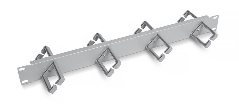 Органайзер кабельный горизонтальный 19дюйм 1U двухсторонний JB08-1U-45-GY 8 пластиковых колец под углом 45град. Cabeus 10631c