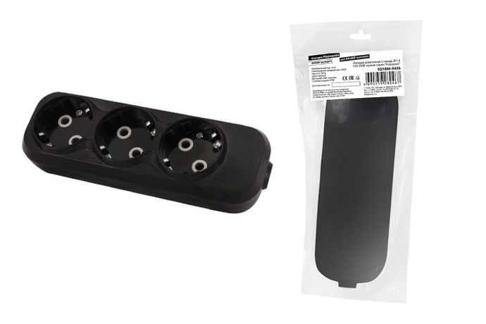 Колодка розеточная 3 гнезда 2П+3 16А 250В черная серии "Народная" | SQ1806-0426 TDM