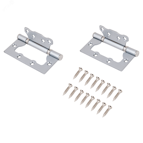 Петля дверная накладная без врезки 2шт АЛЛЮР 100х75 2BB SCP хром матовый - 7562 ПТК