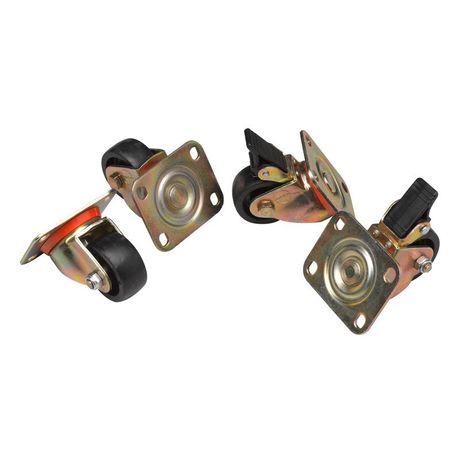 Комплект роликов: 2шт с тормозом; обычных 150кг на ролик (уп.4шт) Datarex DR-460000