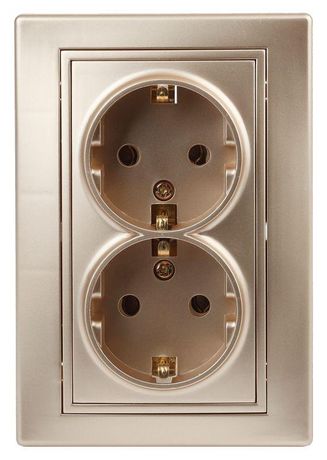 Розетка 2-м СП Plano 1-205-04 16А IP20 250В 2х2P+E Schuko шампань Intro Б0030071 ЭРА