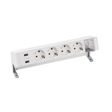Настольный x6 розеточный блок, 4x2P+E, 2xUSB з/у, 1 пустой модуль, белый, S400 | 42624000-130 Simon