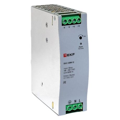 Блок питания на дин рейку 120 вт,Uвх ~ 220 В AC , Uвых - 12 DC постоянного тока |DR-E-120W-12| EKF