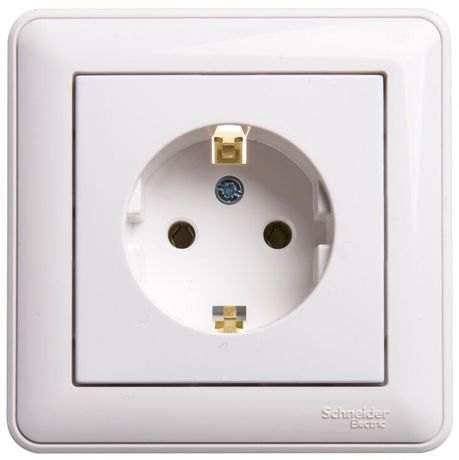 Розетка 1-м СП W59 16А IP20 с заземл. без защ. шторок бел. SE RS16-154-18 APC