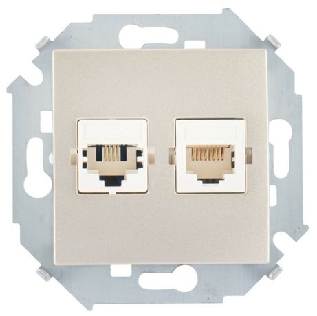 Механизм розетки комп. + телеф. 1-м СП Simon15 RJ11 RJ45 CAT.5E шампань Simon 1591590-034