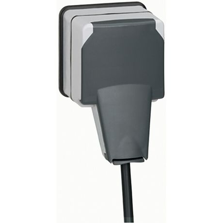 Розетка 1-м ОП Plexo 16А IP66 3P+E защ. шторки с крышкой сер. Leg 090465 Legrand