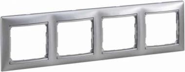 Рамка 4-м Valena горизонт. матов. алюм. (блист.) IEK 694379 Legrand (группа IEK)