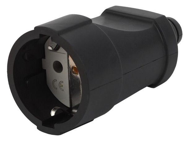 Розетка кабельная с заземл. прямая ПВХ 16А черн. Rx4-B ЭРА Б0039685