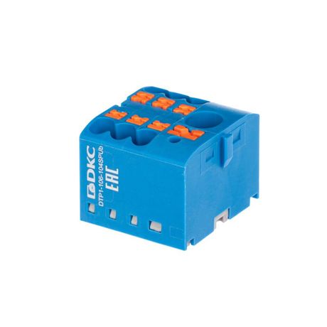 Блок распределительный зажим push-in 1 ввод 6кв.мм 6 точек подключения 25кв.мм син. DKC DTP1-106-104SPUB ДКС
