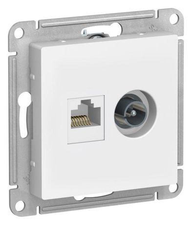 Розетка компьютерная + телевизионная 2-м AtlasDesign RJ45 кат.5E лотос SE ATN001389 APC