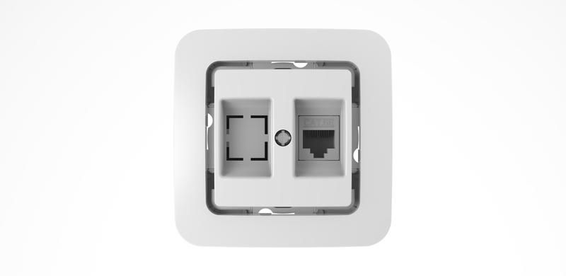Розетка компьютерная 1-м СП Lillium кат.5E + гнездо без вставки бел. Makel 71035