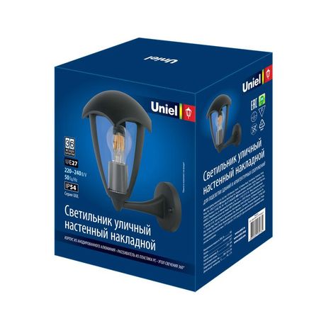 Светильник светодиодный уличный UUL-S80A 60W/E27 IP54 BLACK под лампу Е27 архитектурный накладной корпус черн. Uniel UL-00006812