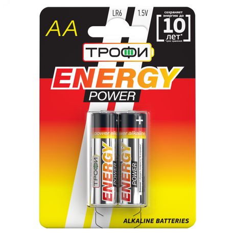 Батарейка Трофи LR6-2BL ENERGY POWER Alkaline (40/320/15360) - C0034926 ЭРА