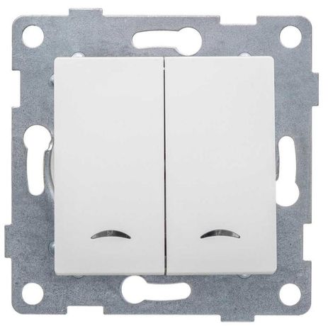 Выключатель 2-кл. СП Ugra 10А 250В с индикацией механизм матов. бел. GUSI С11В28-041