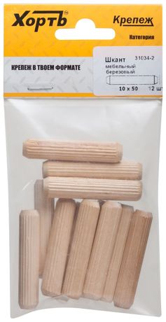 Шкант мебельный 10х50 березовый (12шт) - 31034-2 Хортъ FIT арт. 31034-2
