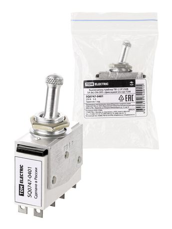 Выключатель-тумблер ТВ1-2 2P 250 В 5 А (8c) ON-OFF с фиксацией (2з+2р) | SQ0747-0401 TDM