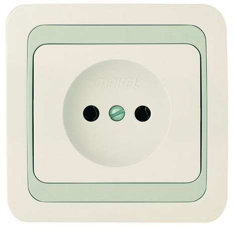 Розетка 1-м СП Mimoza 10А без заземл. бел./сер. Makel 12402