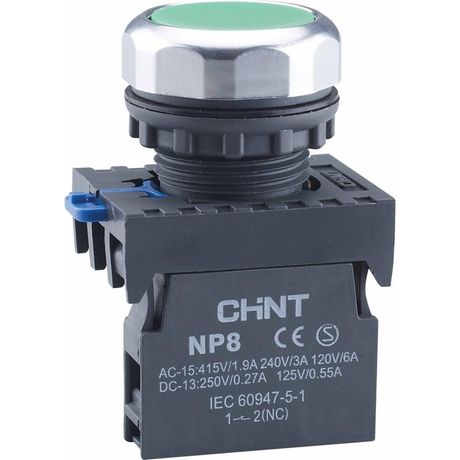 Кнопка управления NP8-10BND/3 1НО зеленая AC110В-220В(LED) IP65 (R) | 667251 CHINT