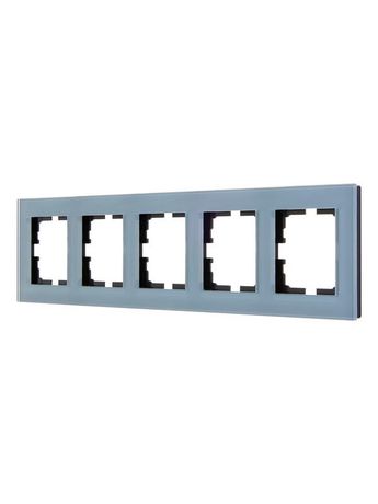 Рамка 5-местн. гориз. VESNA стекло серо-голуб. LEZARD 742-7080-150