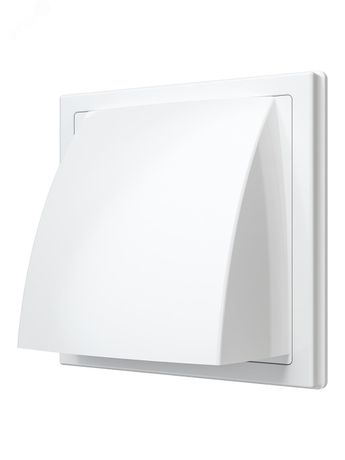 Выход стенной вытяжной с обратным клапаном 150х150 фланцем D100, из ASA пластика, цвет Белый - 1515К10ФВ ЭРА