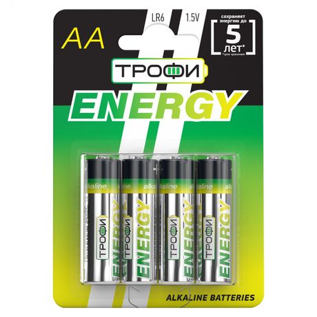 Батарейка Трофи LR6-4BL ENERGY Alkaline (40/720/17280) - Б0017046 ЭРА