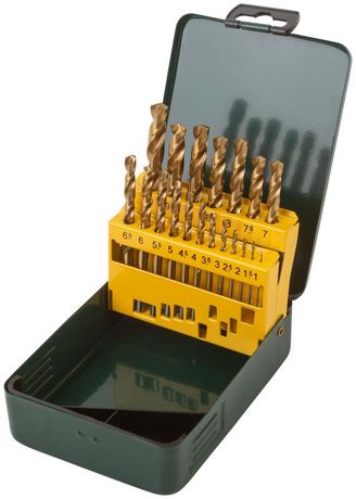 Набор сверл HSS по металлу, титановое покрытие, 19 шт. (1-10 мм), металлический бокс - 34219 РОС