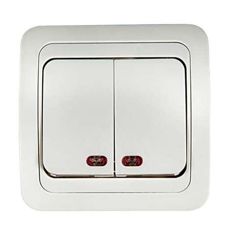 Выключатель двухклавишный с подсветкой CLASSICO белый 2123 | 4680005959877 IN HOME