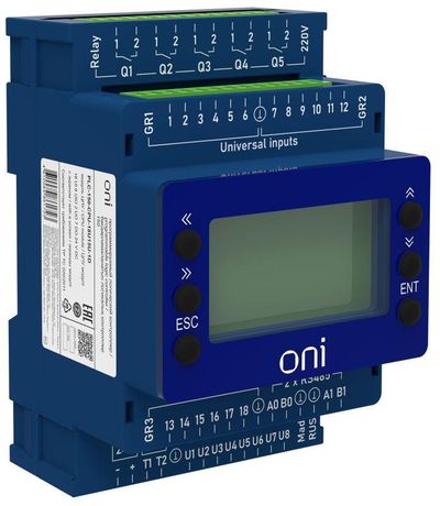 Модуль ЦПУ ПЛК 150 18 UI 6 UIO 2 UO 7 DO 24В DC с экраном ONI PLC-150-CPU-18U15U-1D IEK