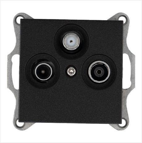 Розетка телевизионная оконечная TV + FM SAT 3-м Ф9.5мм механизм антрацит Jasmart G6206B