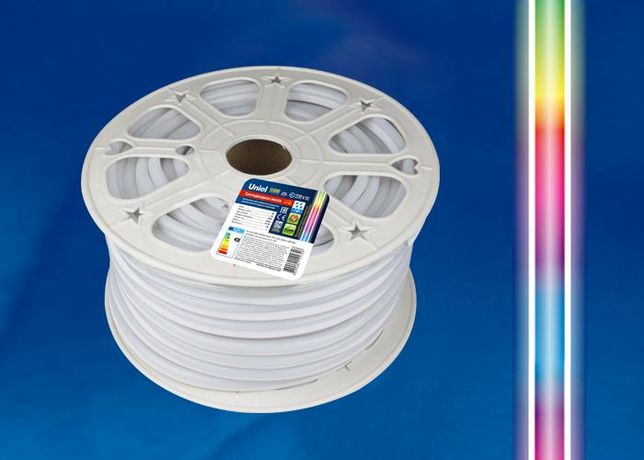 Светодиодная гибкая герметичная лента. NEON. Бобина 50 м. RGB. ULS-N22-5050-80LED/m-8mm-IP67-220V-10W/m-50M-RGB TM Uniel. - UL-00005581