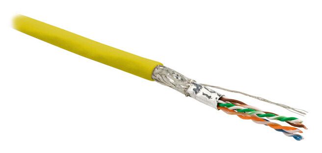 Кабель витая пара экранир. SF/UTP кат.6 4 пары 26 AWG МЖ patch экран-фольга + медн. оплетка LSZH SFUTP4-C6-P26-IN-LSZH-YL-500 желт. (уп.500м) Hyperline 445053