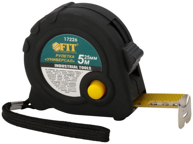 Рулетка прорезиненный корпус ''Универсал'' тройной стопор 5 м x 25 мм - 17226 РОС