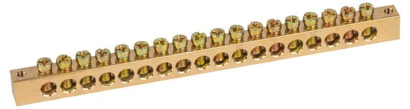 Шина NO-122-26 PEN земля-ноль 8х12мм 18/2 латунная крепеж по краям | Б0047241 ЭРА