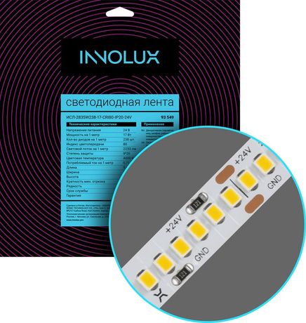 Лента светодиодная 24В 93 549 ИСЛ-2835W238-17-CRI80-IP20-24V | 93549 INNOLUX
