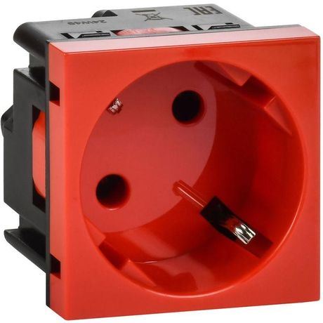 Розетка 2мод. 16А 250В 45град. с заземл. защ. шторки винт. зажимы красн. ИЭК Leg 4525052 Daccord