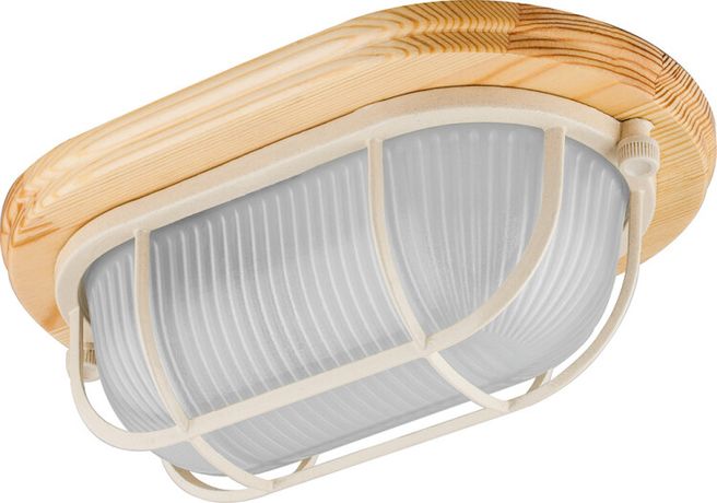 Светильник накладной пылевлагозащищенный под лампу НБО 04-60-012 220V 60Вт Е27 IP54 дерево, клен, овал, с решеткой | 11572 FERON