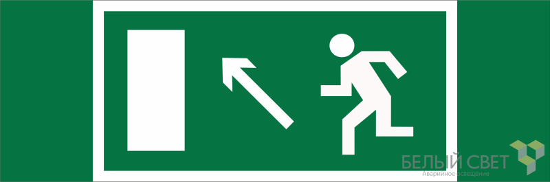 Знак безопасности BL-3511B.E06 "Напр. к эвакуационному выходу налево вверх" Белый свет a27403 BS
